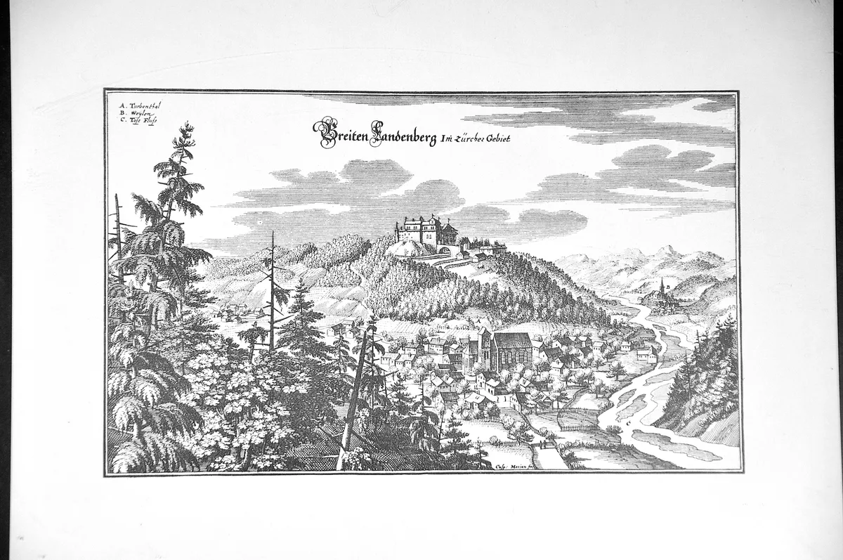 Alte Skizze einer Burg über Turbenthal.